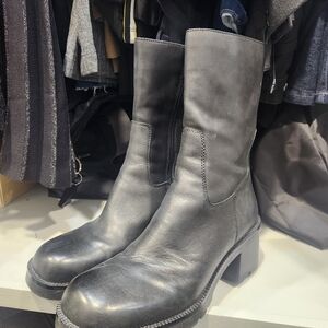 Steve MADDEN 10 Women's Black Mid-Calf Block Heel Chelsea Boot